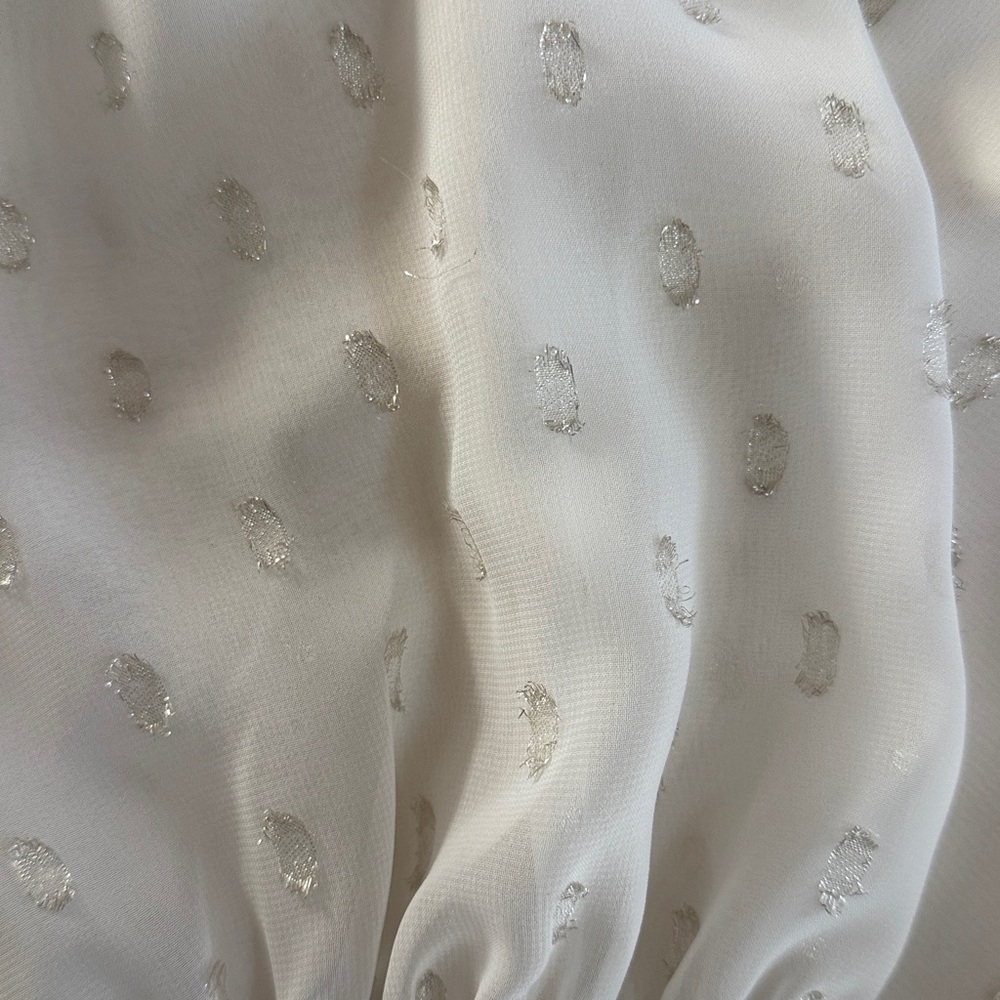 TALBOTS Cream Lined Sheer Blouse with Silver Details, Size Large - Picture 6 of 7